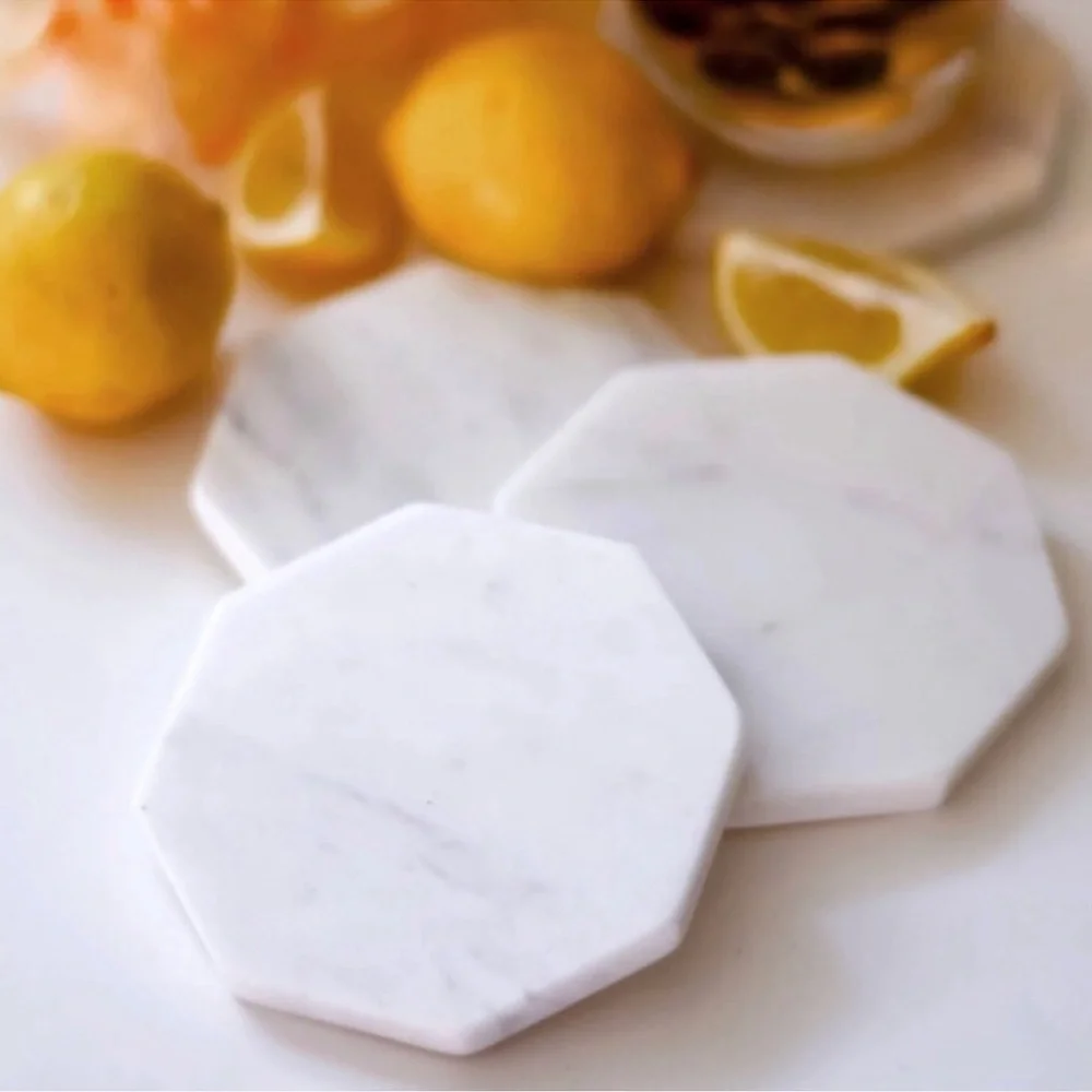 Zeal Living White Marble Coasters